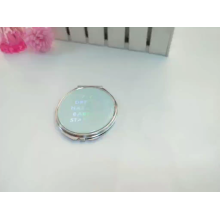 Best selling hand mirror metal makeup pocket compact mirror silver with printing logo